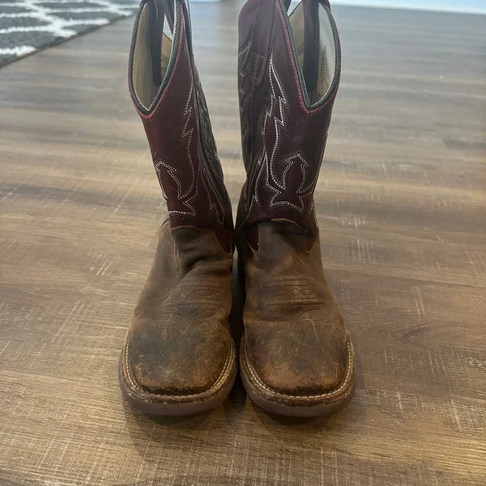 Smoky Mountain Boots Kids Brown Burgundy Leather Western Cowboy Boots 13.0 D